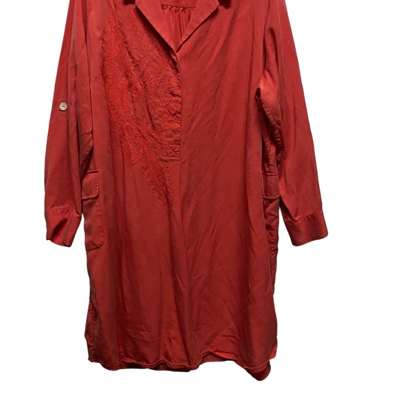 Soft Surroundings Woman's 2X Embroidered Button Down Weekender Tencel Dress - Picture 3 of 13